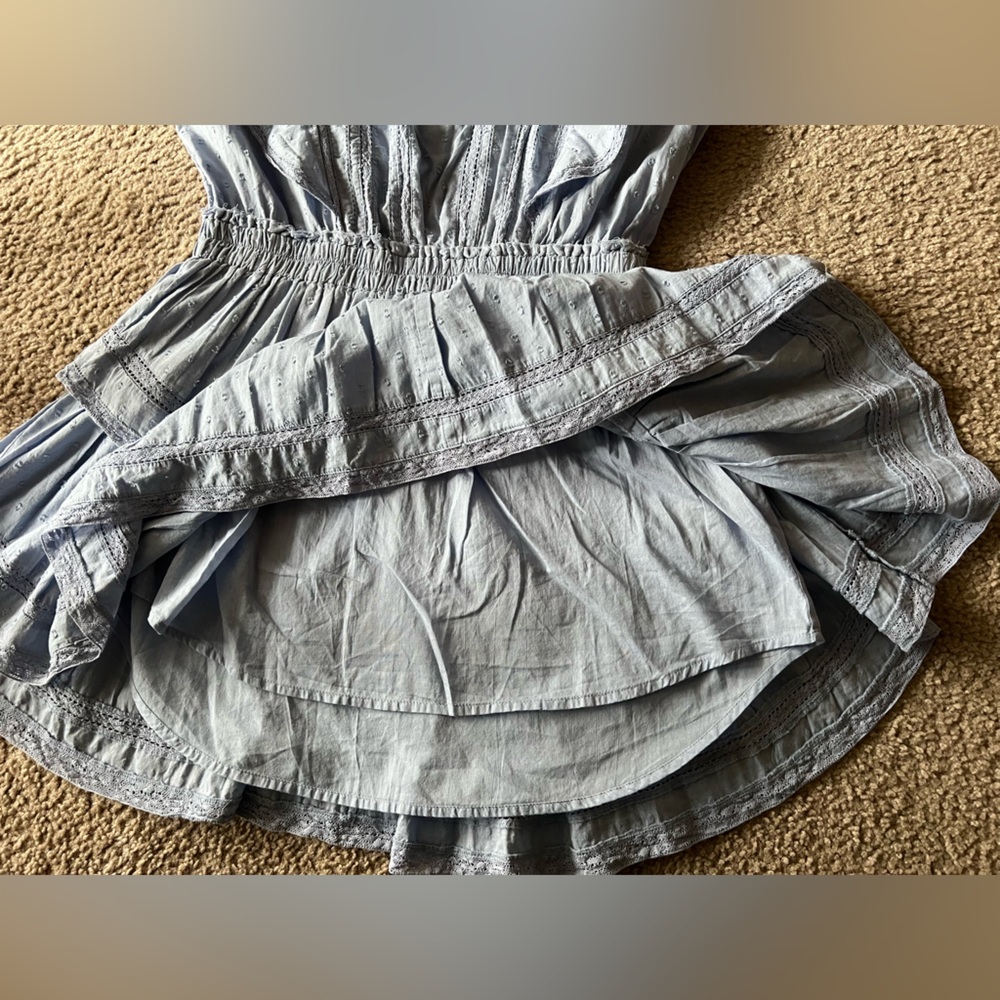 Love Shack Fancy Natasha Dress in Heather Blue Sz M NWT Ruffle Tiered - Picture 10 of 14